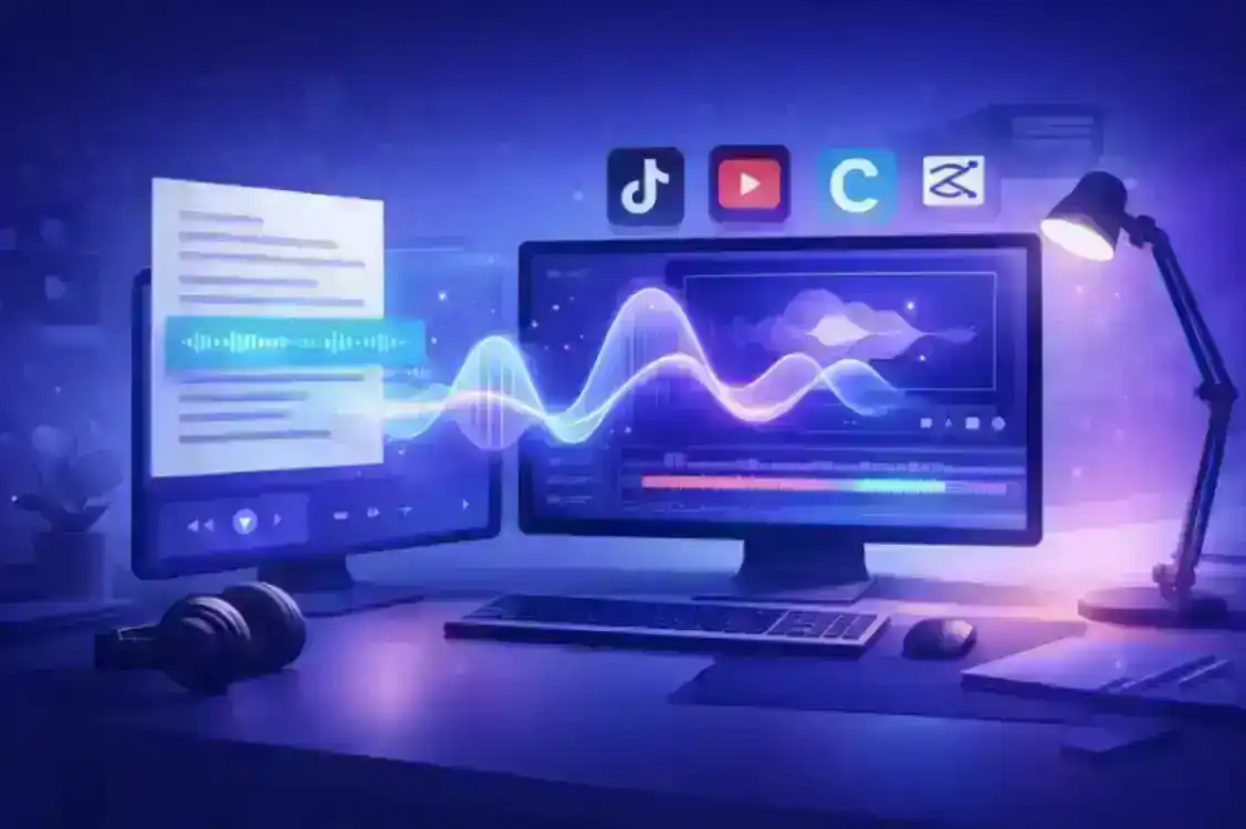 تحويل النص إلى كلام بالذكاء الاصطناعي لإنشاء محتوى الفيديو والتعليق الصوتي - سير عمل صانع المحتوى باستخدام أدوات TTS لـ YouTube وTikTok ووسائل التواصل الاجتماعي