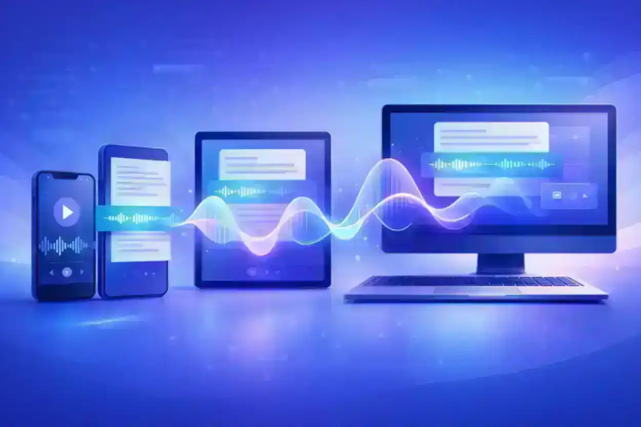 تحويل النص إلى كلام على أجهزة متعددة - iPhone وAndroid ولابتوب Windows وMac تُظهر ميزات TTS لإمكانية الوصول عبر المنصات